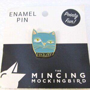 The Mincing Mockingbird F_ck Off Turquoise Enamel Cat Pin
